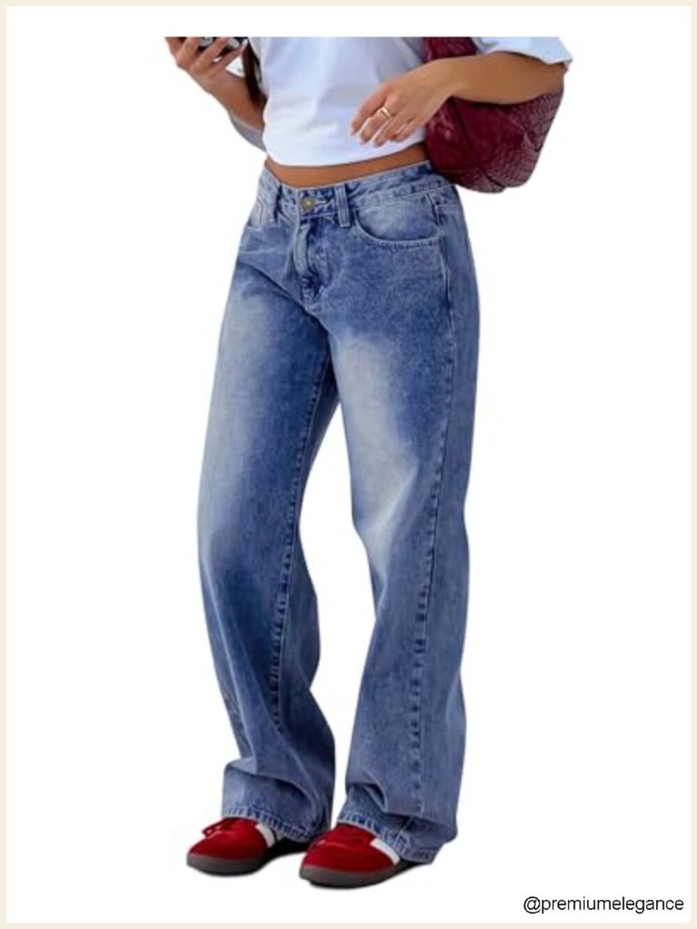 Wide Leg Barrel Jeans Women Baggy Denim Pants Low Rise Stretchable Cotton